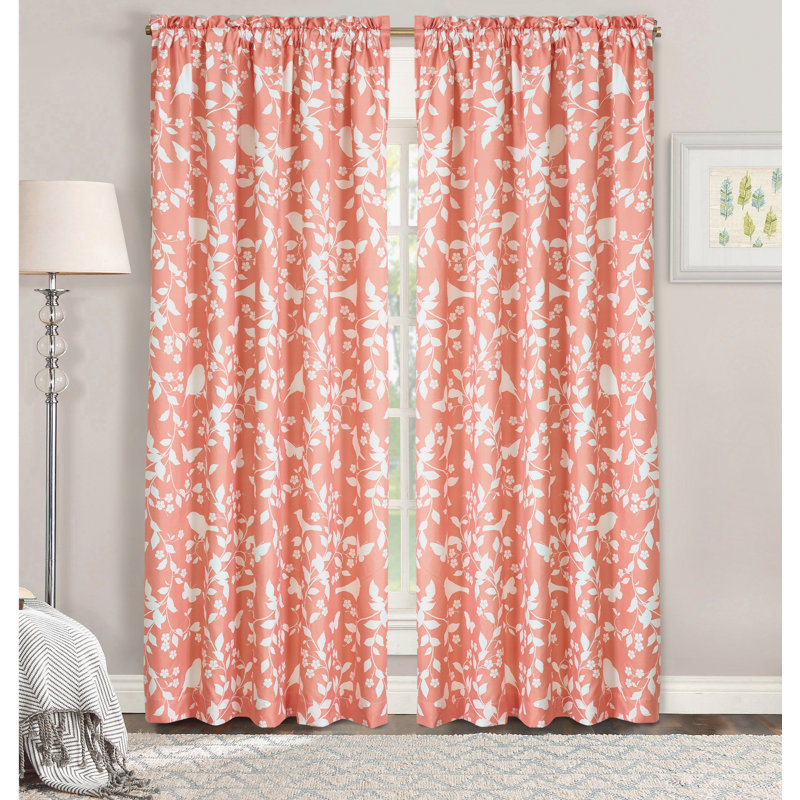 Paire de rideaux Sereno, Corail, L 96 po x l 60 po