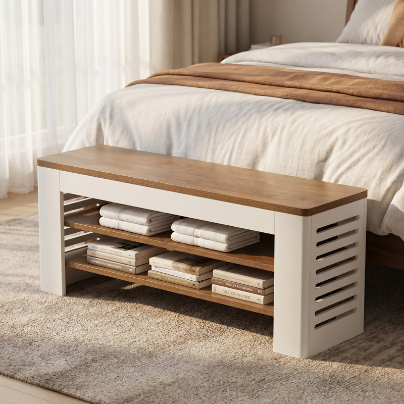 Upholstered Bench with Shoe Storage