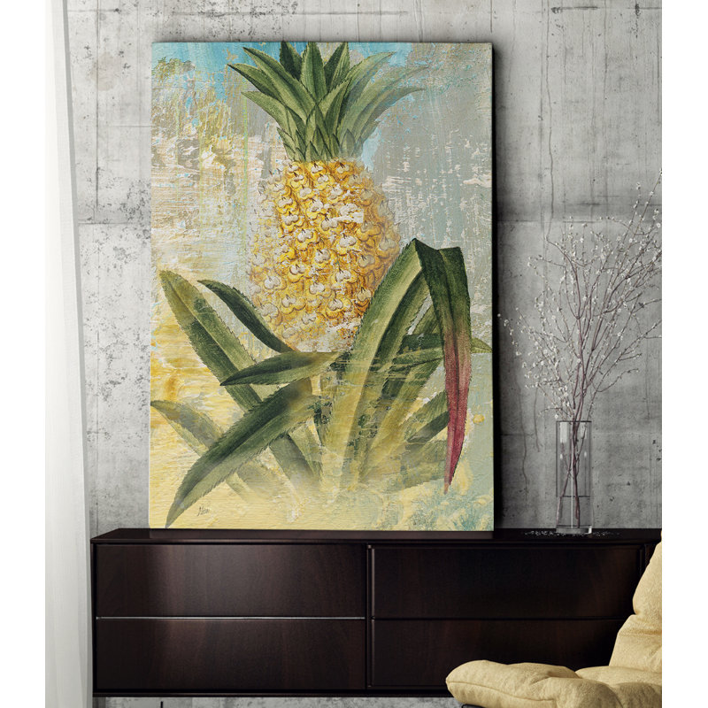 Ananas botanique - reproduction sur toile tendue, H 24 po x l 32 po x P 1,5 po