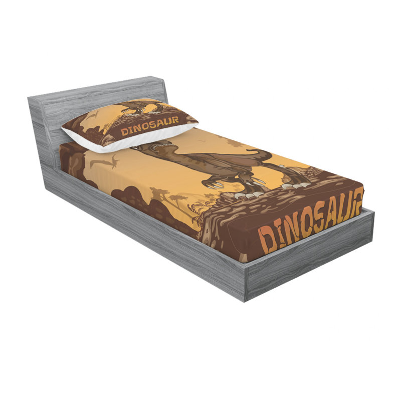 Ensemble de draps géants avec dinosaures géants, Ensemble de draps pour lit simple avec drap-housse
