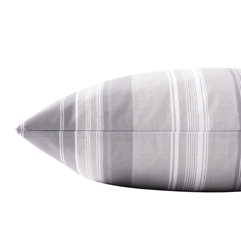 Coussin décoratif carré gris à rayures