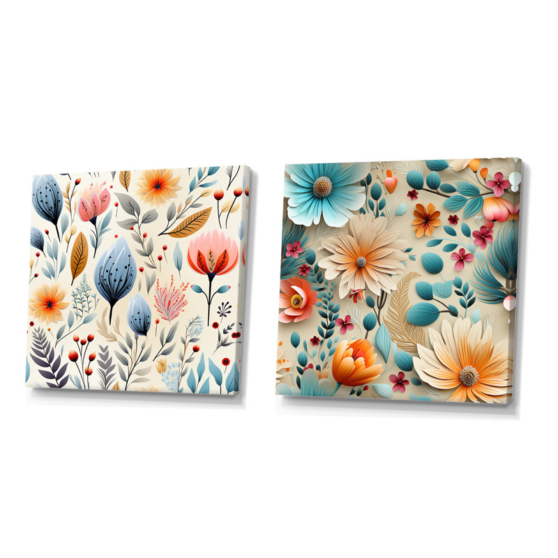 Balsamine - ensemble de 2 reproductions d'art sur toile, Toile tendue, H 16 po x l 33 po x P 1 po