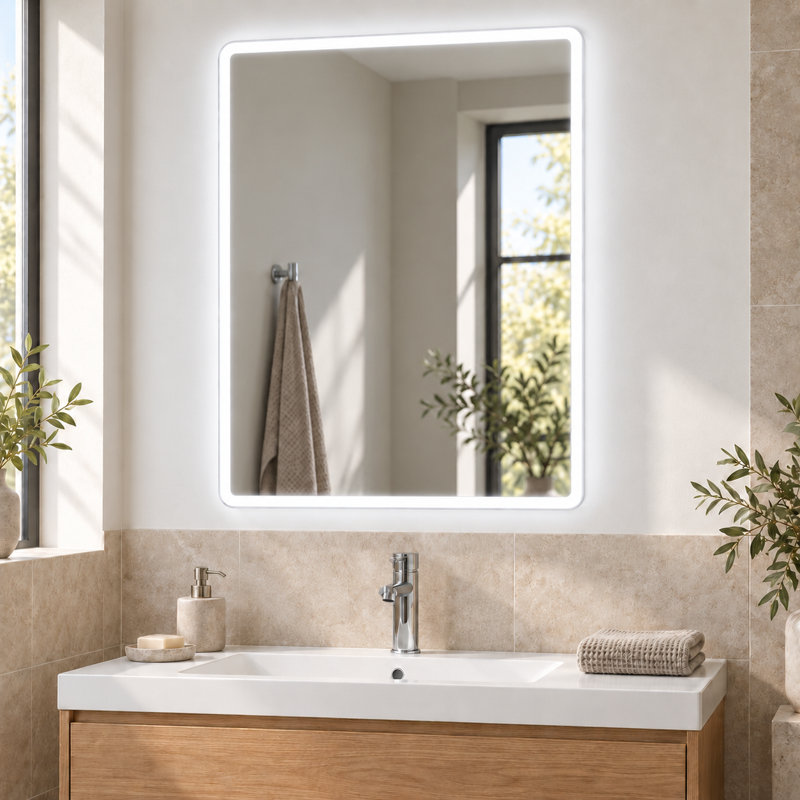 Flat Wall Vanity Mirror, 80 cm H x 60 cm W