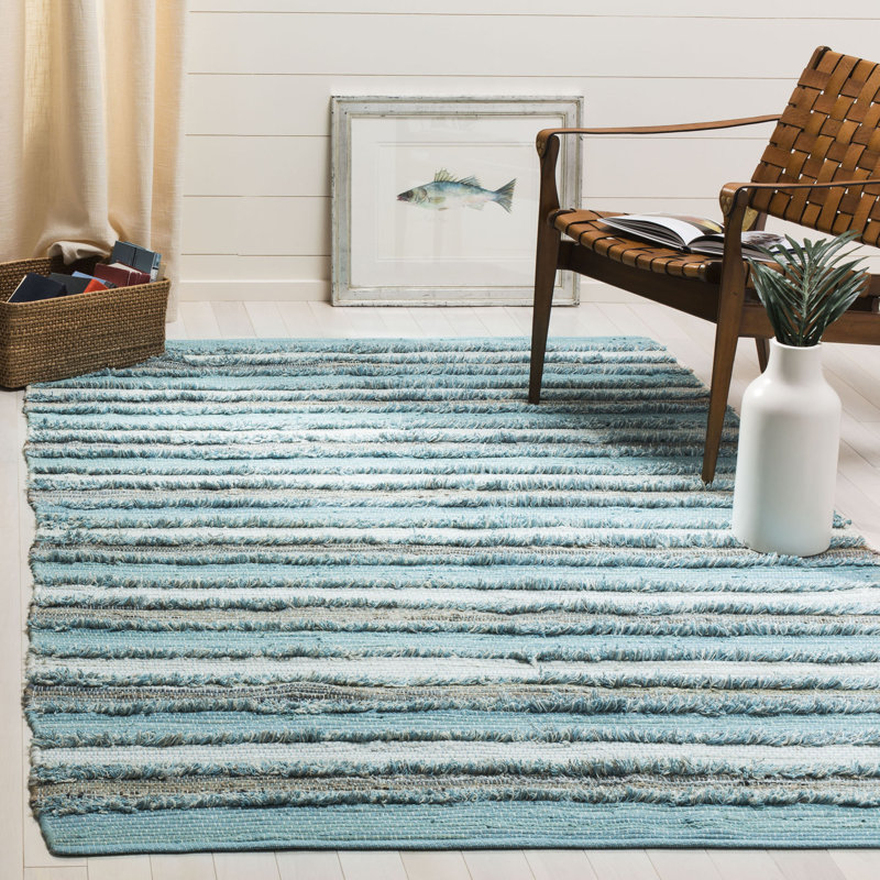 Monaca Hand Woven Cotton Striped Rug, Rectangle 8' x 10'