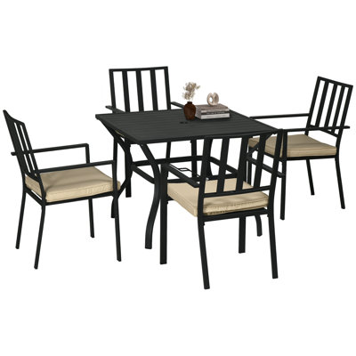 Amirra 4 - Person Patio Dining Set with Square Table , Cushions Included