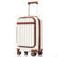 Ensemble de 3 valises de 20 pouces avec port USB, ouverture frontale certifiée, bagage à main rigide en ABS avec roues pivotantes, blanc et brun
