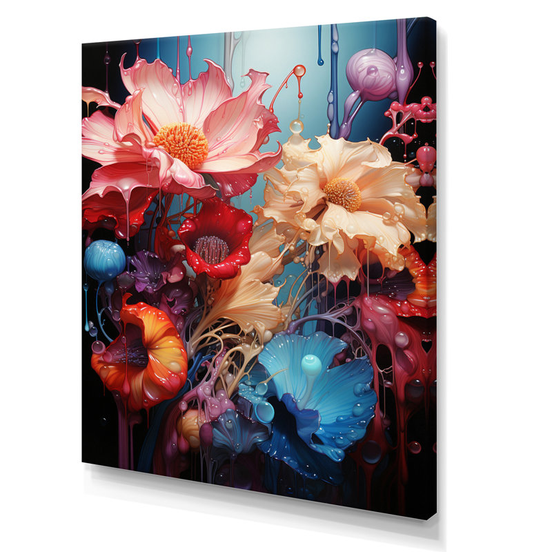 Abstractions florales, botaniques sur toile, H 40 po x l 30 po x P 1,5 po, Toile tendue