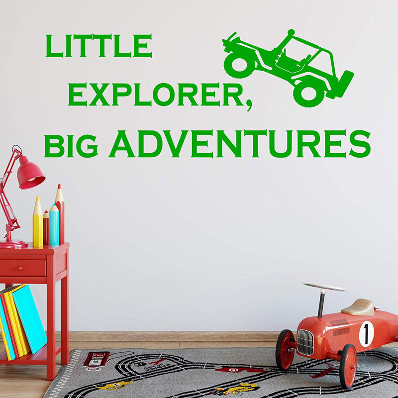 Adhésif décoratif « little explorer », big aventures pour enfant Williamsville, H 18 po x l 40 po x P 0,01 po, Vert