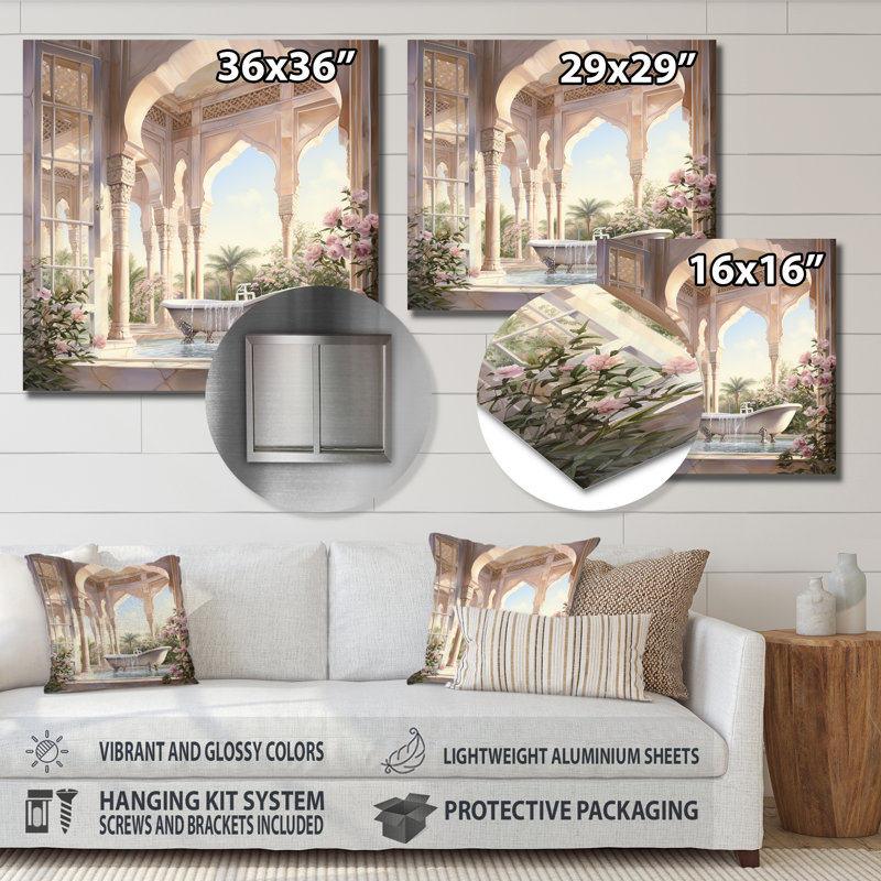 «Bathroom Oasis V - Nursery Teddy Bear's», art mural en métal, H 36 po x l 36 po