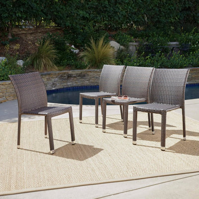 Outdoor Patio Armless Rattan Chair, Aluminum Frame