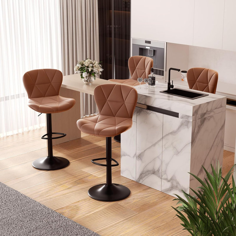 Pet-Friendly Adjustable Height Swivel Bar Stool with Back, Scratch-Resistant Tech Fabric, Footrest and Black Metal Base – Durable Bar Chair for Kitchen Island, Dining Bar, Cat & Dog Owners