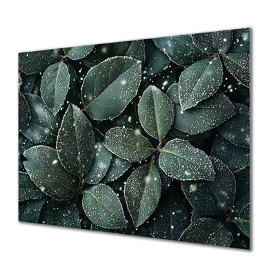 «Evergreen Leaves In Snow II», art mural en métal sur feuilles, reproduction d'art traditionnelle en métal