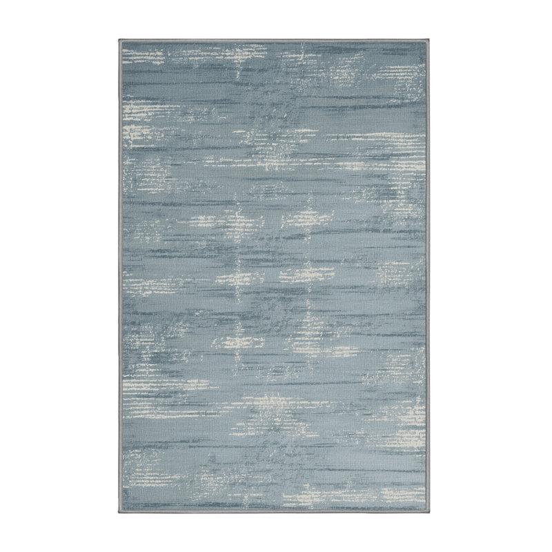 Tapis abstrait gris lavable à la machine, Rectangulaire 2 pi x 3 pi