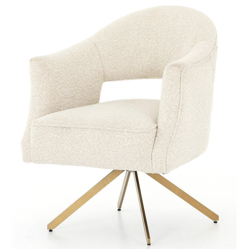 Adara Desk Chairs, Gold, Cream Polyester Blend