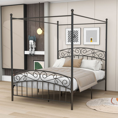 Ingiburgh Metal Canopy Bed with Headboard and Footboard