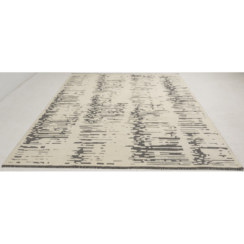 Handmade Cotton and Wool Abstract Area Rug