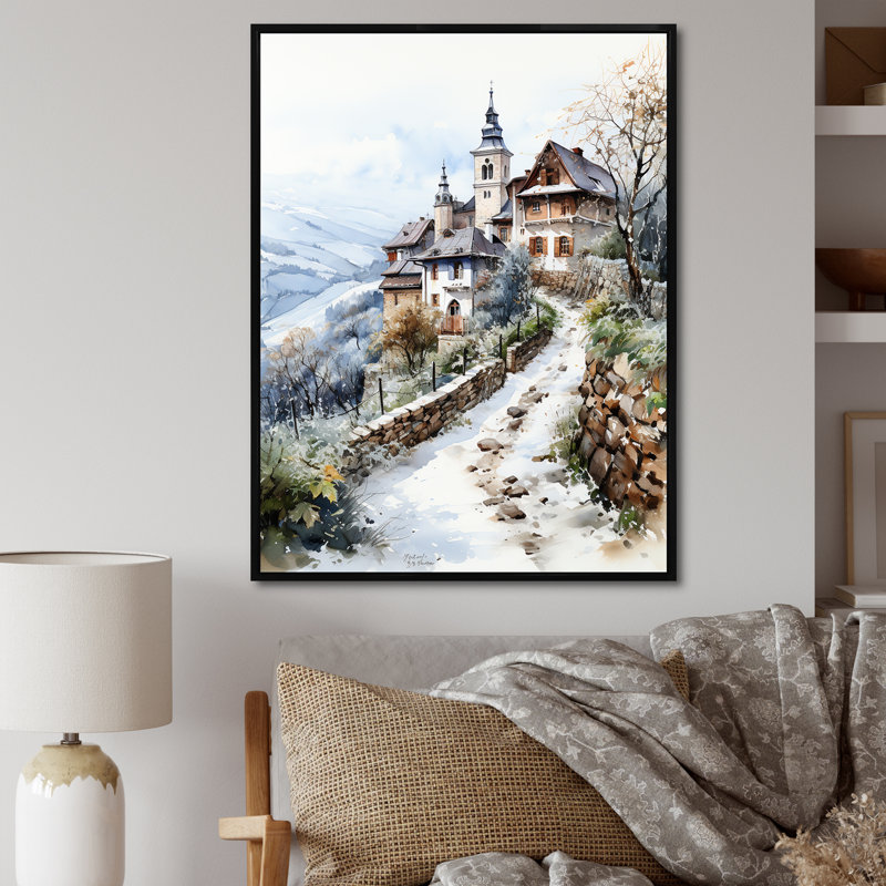 " Vineyard Winter Scenery III ", Black Floater Framed, 44" H x 34" W