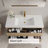 36" Wall-Mounted Bathroom Vanities Floating Single Sink Vanity with Stone Resin Top Basin, 2 Soft Close Drawers, White-1995842649