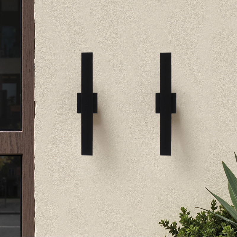 Applique murale d'extérieur intégrée à DEL à intensité variable et rotative à 360 degrés, Noir mat, 15W