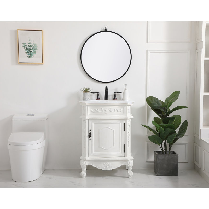 Ensemble de meuble-lavabo simple 24 po Berkshire, Blanc antique, Blanc ivoire