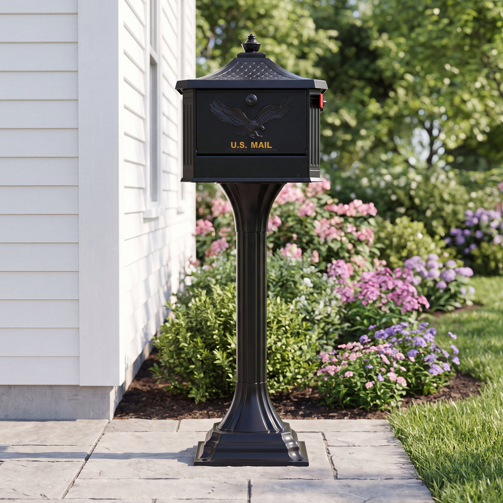 Pedestal Locking Mailbox and Post Kit, Black