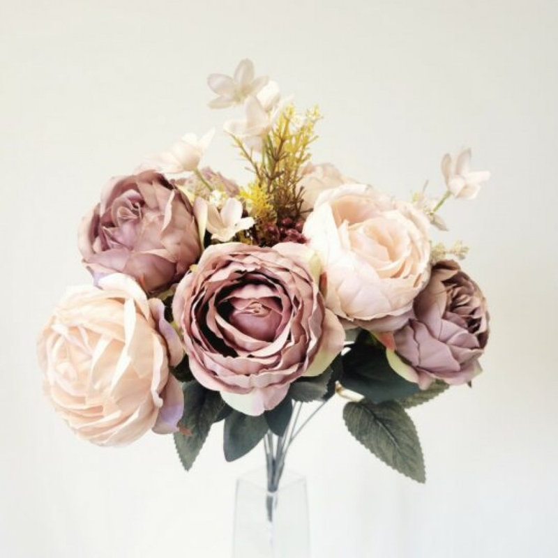 Fleurs artificielles de chou mauve et rosé