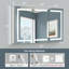 Pharmacie de salle de bain à DEL avec miroir, désembueur, capteur tactile, 3 couleurs, gradateur, prises et supports, encastré ou mural-102641702