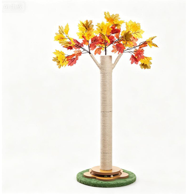 Chat érable grimpant sur un arbre, sisal, feuille d'érable
