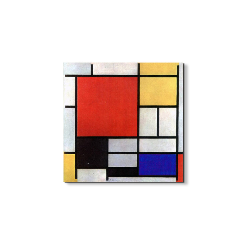 Composition 1921 by Piet Mondrian 58x58 Cm Frameless Panel Lightweight Ready to Hang, EarthArt Plain