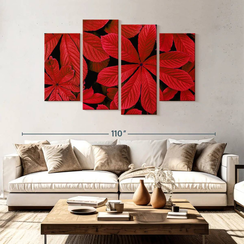 Harnek - feuillage d'automne rouge, H 54 po x l 84 po