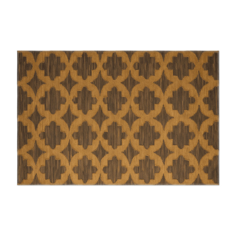 Tapis brun intérieur et extérieur Trellis, Rectangle 5 pi x 7 pi