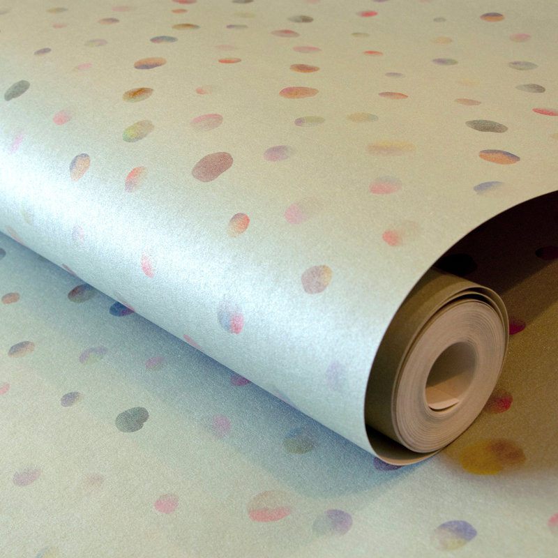Great Kids Smooth Glitter Watercolor Dots 33' L x 21" W Wallpaper Roll, Sage