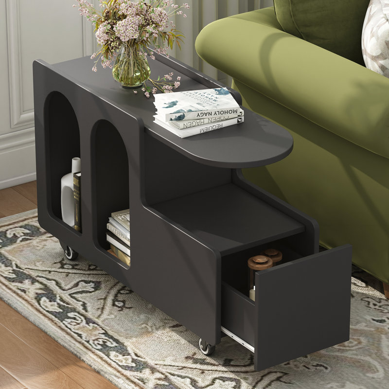 Table de bout avec roues verrouillables, Noir