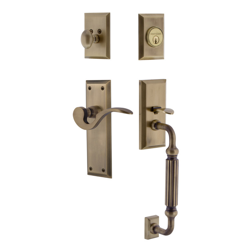 Ensemble de poignées en N avec plaque à pêne dormant cylindrique et levier manoir Nostalgic Warehouse New York, 2-3/8 po