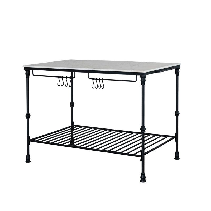 Marble Top Iron Island Table with