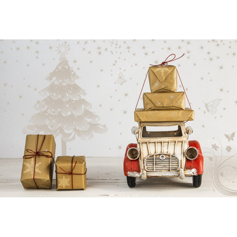 Christmas Holiday Concept With Gift Boxes On Toy Car by Kaleidoscope_ - Wrapped Canvas Print, 30cm H x 46cm W