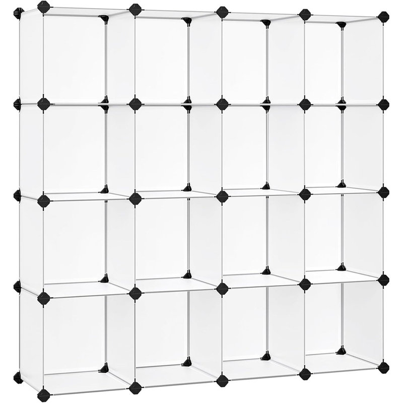 Organisateur de rangement cubique, 16 cubes en plastique pour livres, placard et rangement