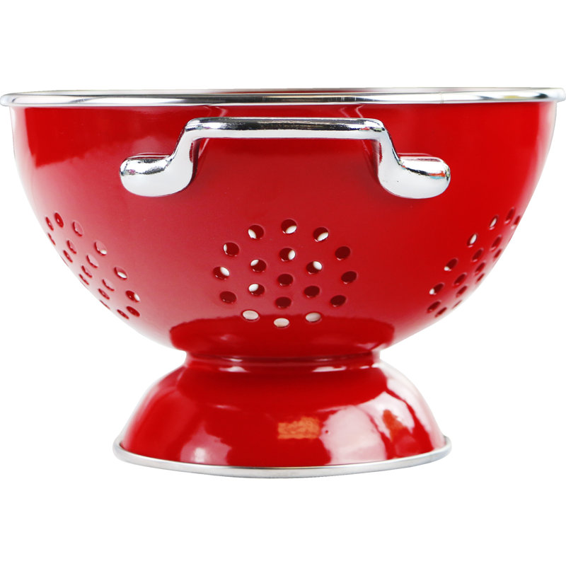 Prep & Savour Adame Steel Colander, Red, 1.5 QT