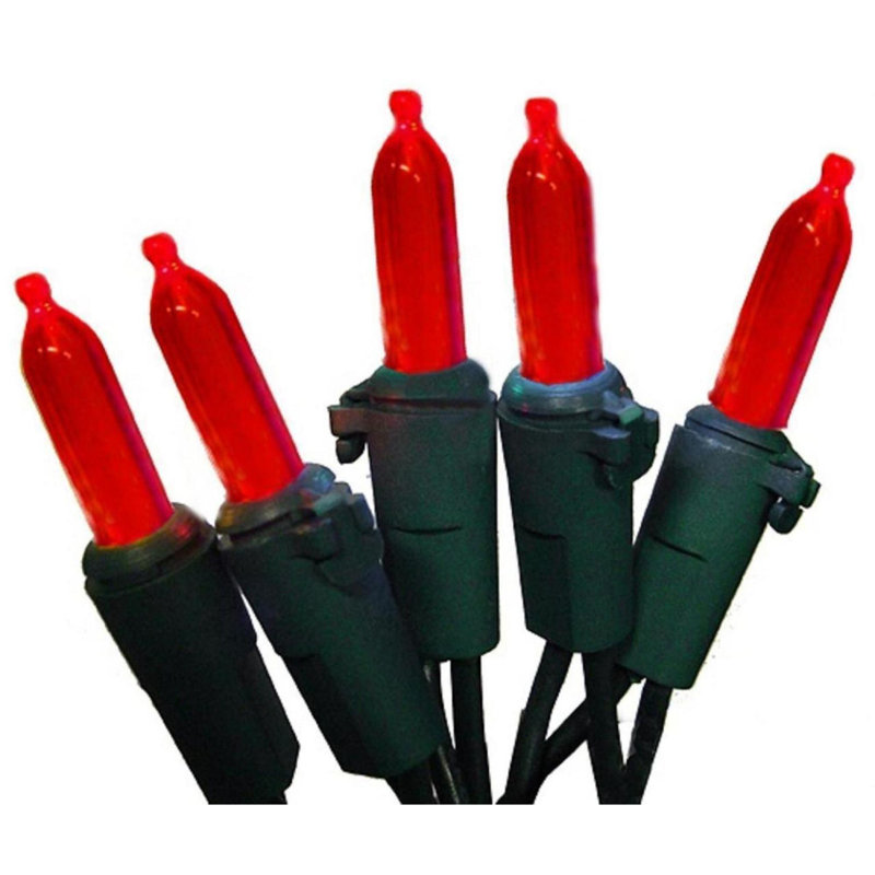 50-Count Red Mini Christmas Light Set 24.6ft Green Wire