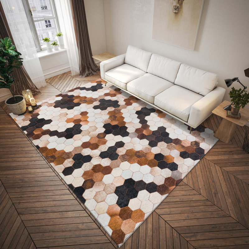 Tapis en similicuir multicolore 1 pi 8 po x 2 pi 6 po Mosaic, Rectangle 3 pi x 5 pi