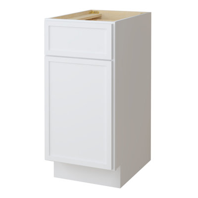 Colton 15" Freestanding Shaker Bathroom Vanity Cabinet with 1 Door & 1 Drawer, No Countertop, Ready to Assemble, White