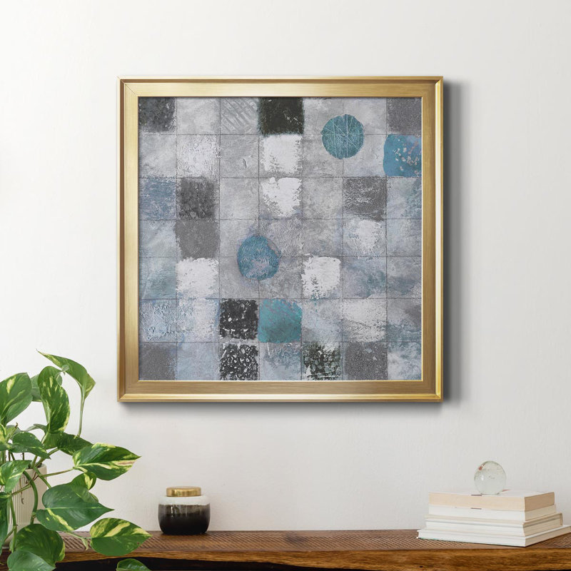 «Blue Mosaic II», reproduction d'art graphique sur toile encadrée, H 17,5 po x l 17,5 po x P 1,5 po, Or