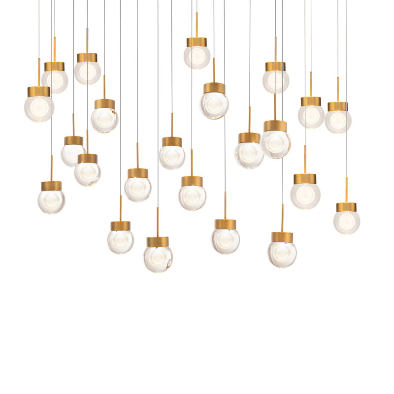 Double Bubble LED Pendant, Aged Brass, 5.5" H x 41.75" W x 11.25" D, 23