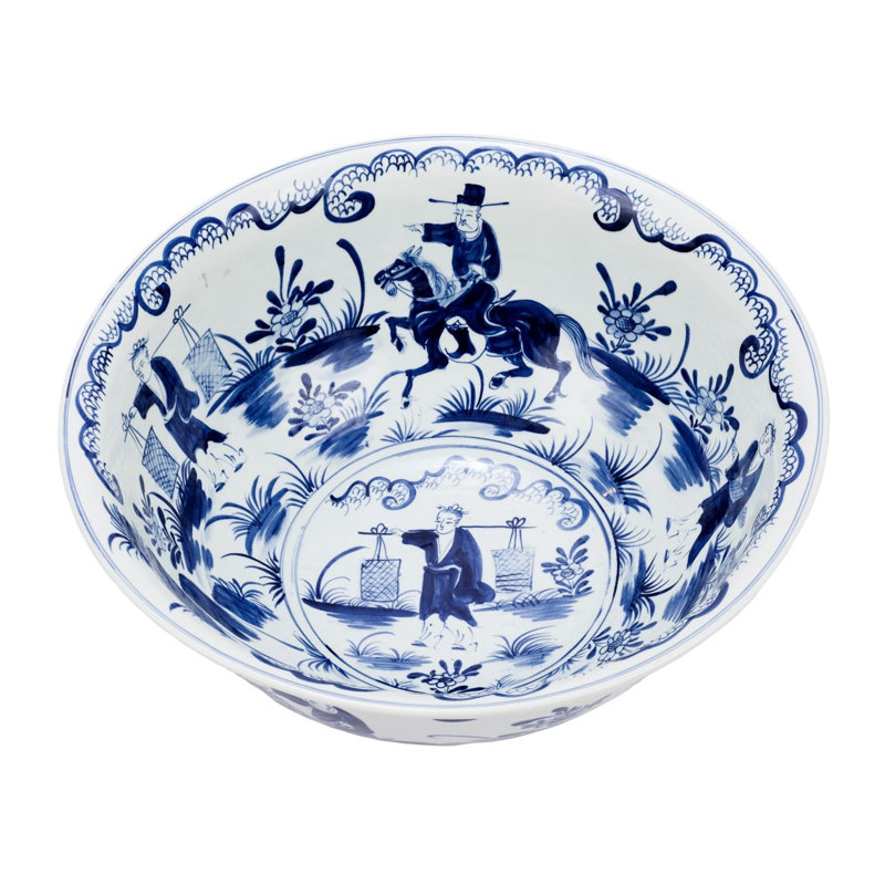Bol décoratif en porcelaine bleu / blanc