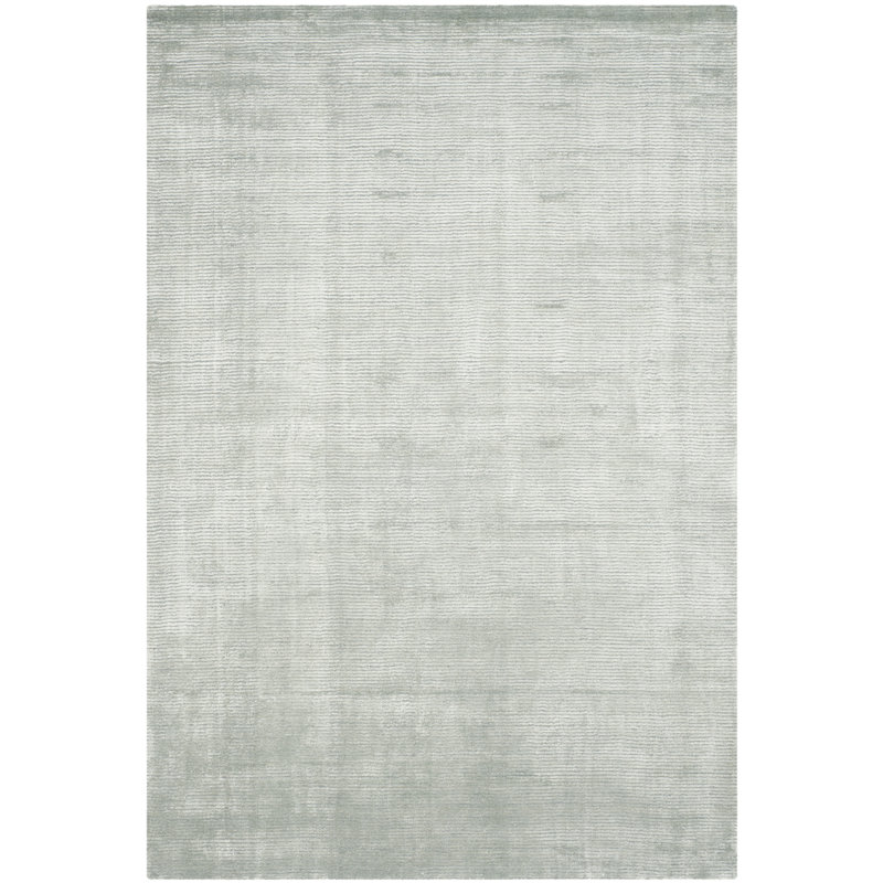 Tapis bleu clair noué à la main Mcelroy, Rectangle 6 pi x 9 pi