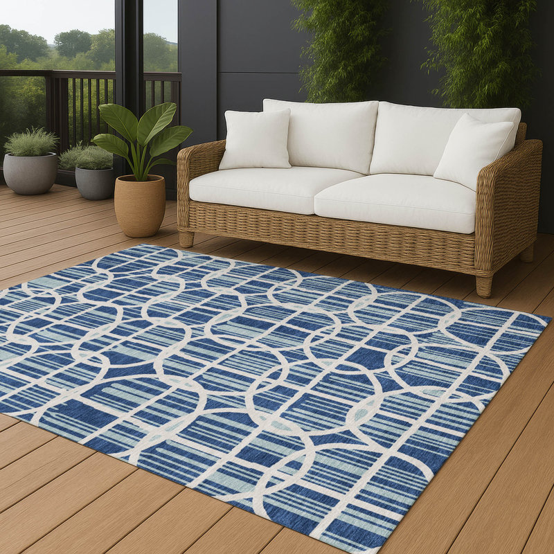 Machine Washable Indoor/Outdoor Chantille ACN2769 Geometric Rug, 3' x 5', Baltic