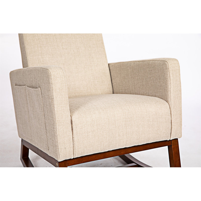 Chaise d'appoint moderne rembourrée, Lin kaki