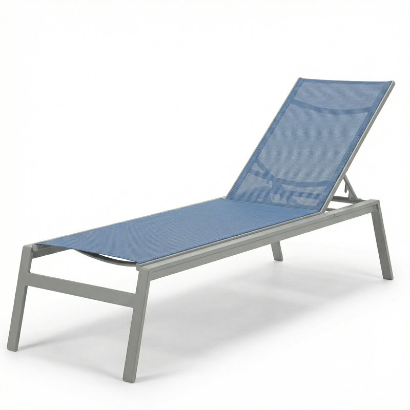 Chaise, Dupioni Poolside Sling/Matte Gray