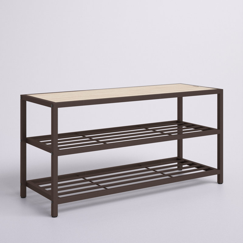 8 Pair Shoe Storage Bench, Bronze Anthracite