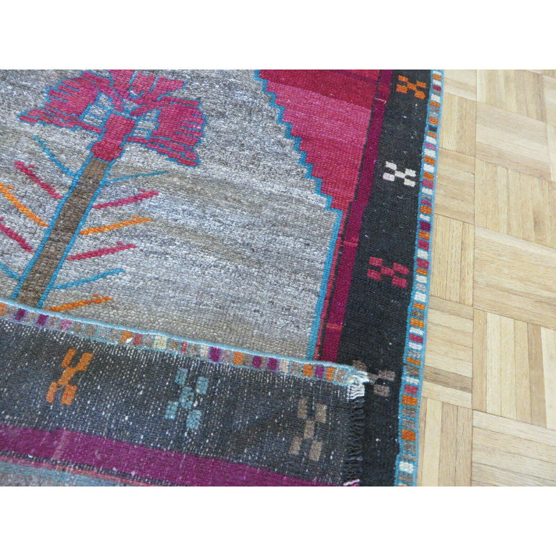 Tapis de couloir en laine noué à la main gris en Tapis décoratif laine noué à la main de conception unique 3 pi 7 po x 8 pi 9 po Corentin